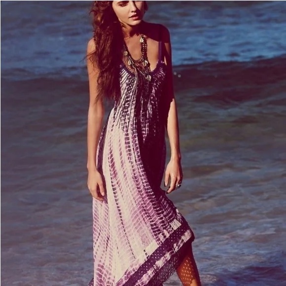 RARE Free People FP One tie dye Sunburst Maxi Dress Large purple - Picture 2 of 9